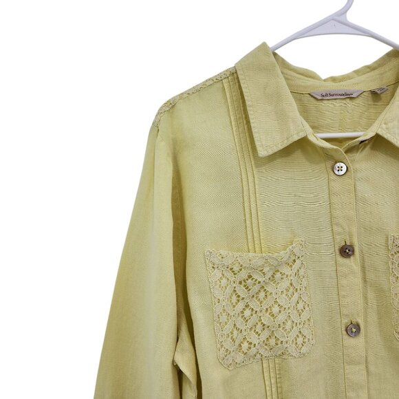 Soft Surroundings Women's Linen Blend Button Front Shirt - XL - Picture 2 of 8